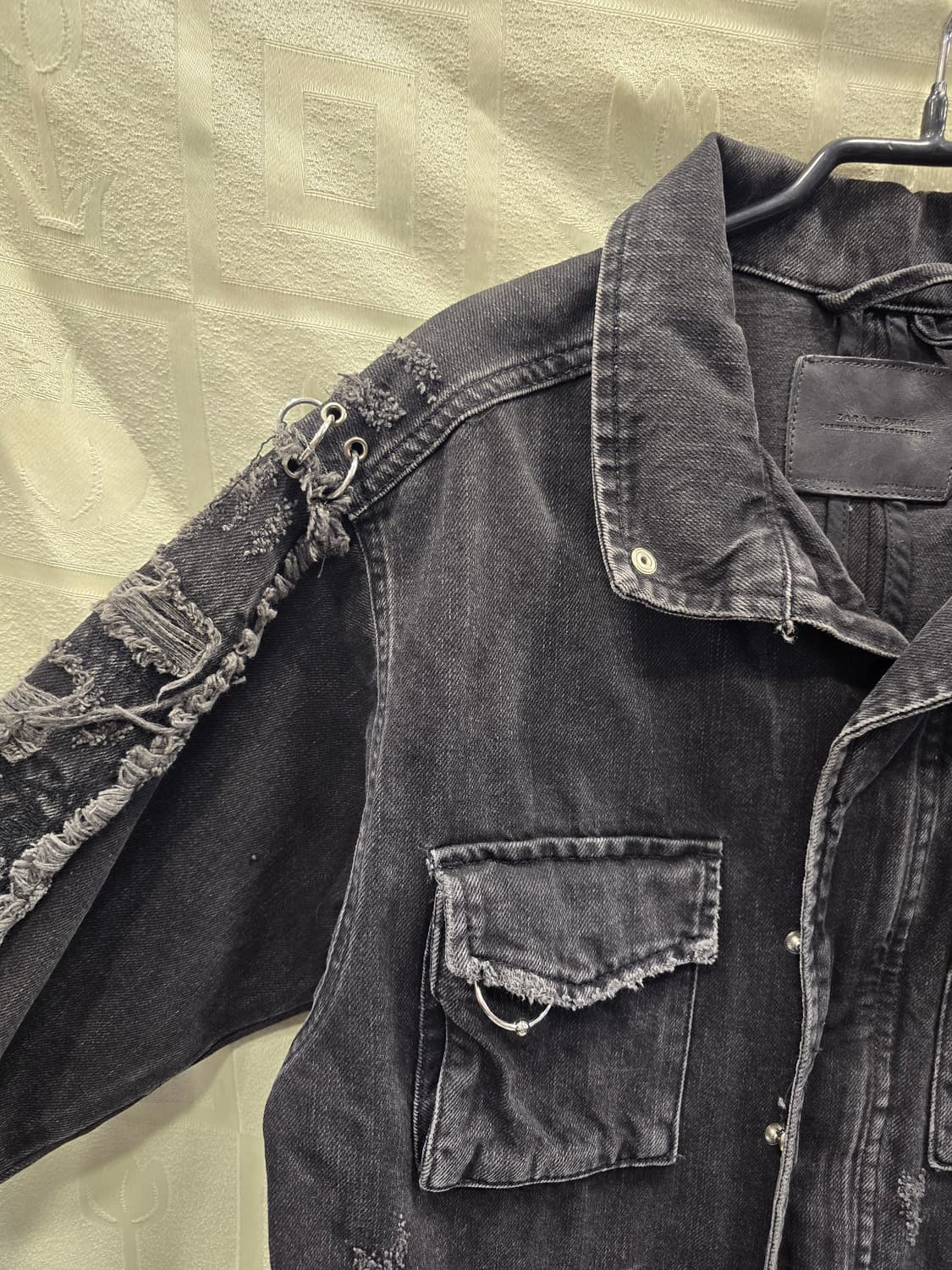 자라 ZARA 여성 데미지 흑청 그런지 바이커 자켓 XS ~S 상품이미지4