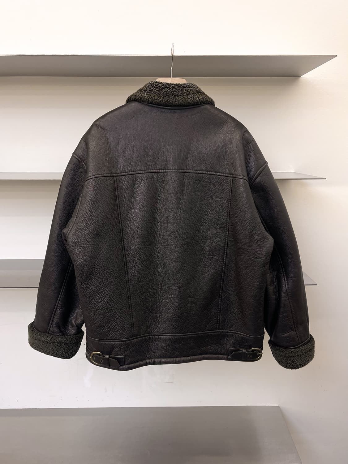  빈티지 90s 훅 버클 레더 무스탕 상품이미지4