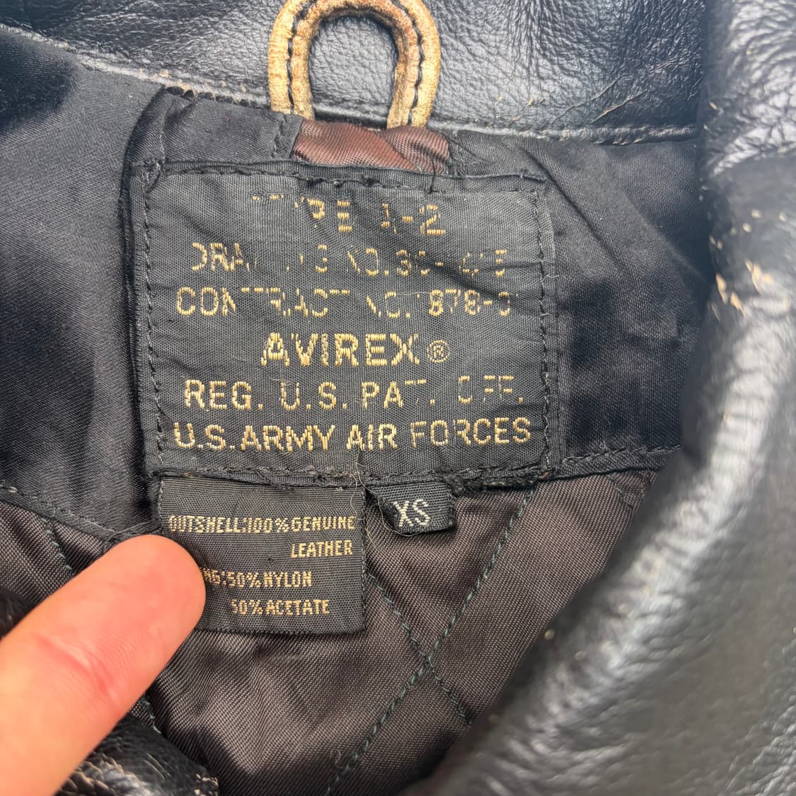 아비렉스 빈티지 워싱 A-2 레더 봄버 자켓 XS 상품이미지7