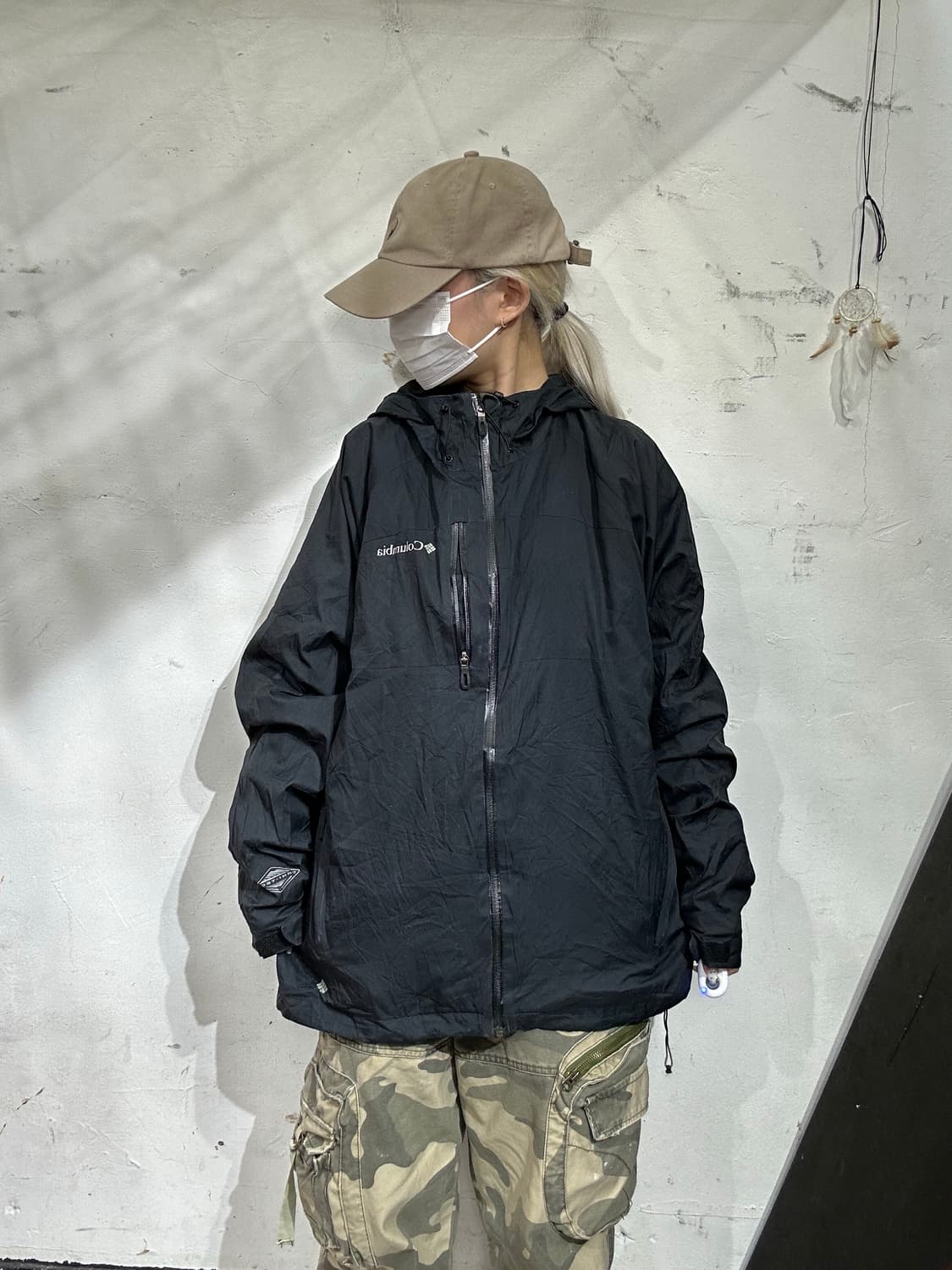 컬럼비아 블랙 후드 오버핏 바람막이 자켓 L 상품이미지2