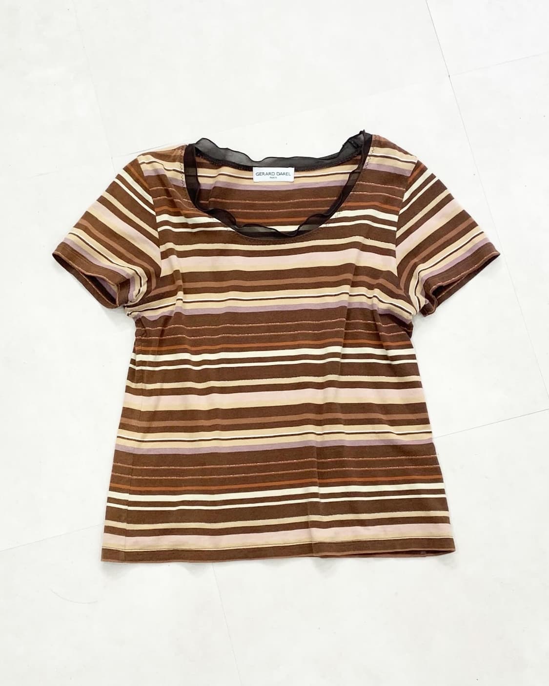 [Gerard Darel] Mesh Trim Stripe Top 상품이미지1