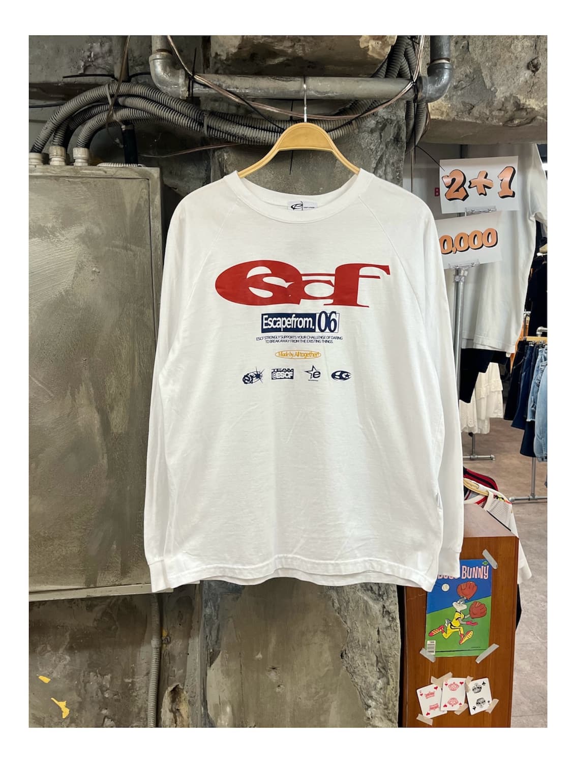 이스케이프프롬 롱슬리브리스 긴팔티 화이트 M #csz3913  상품이미지1