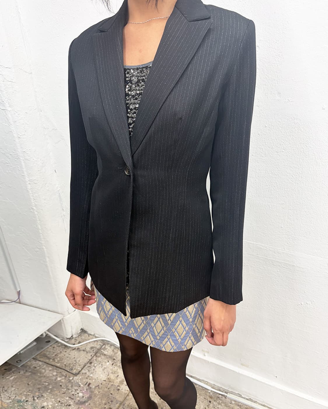 빈티지 글리터 스트라이프 블레이저 상품이미지4