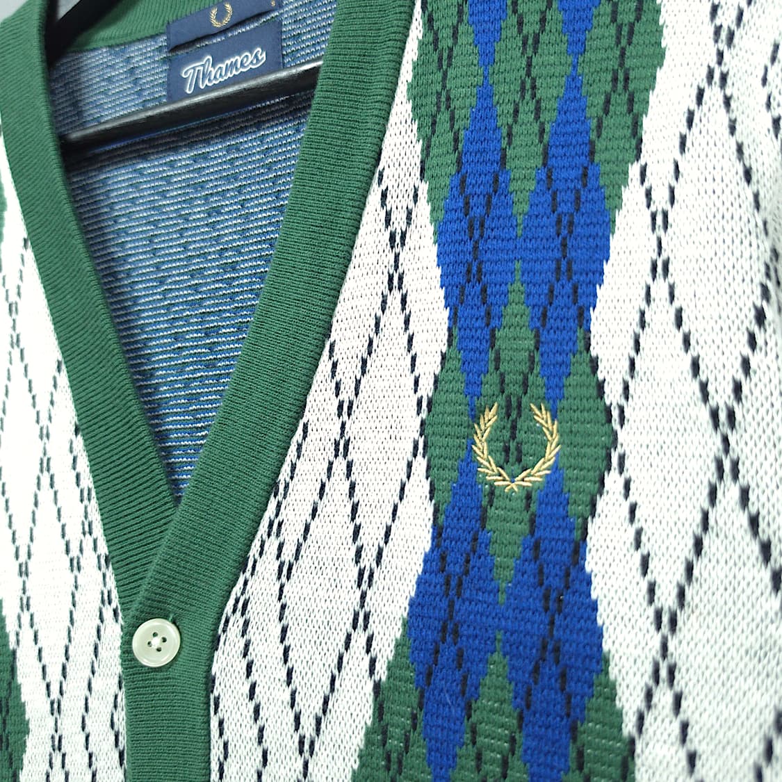 [S] 프래드페리 X 템즈(Thames) 콜라보 아가일 가디건 상품이미지4