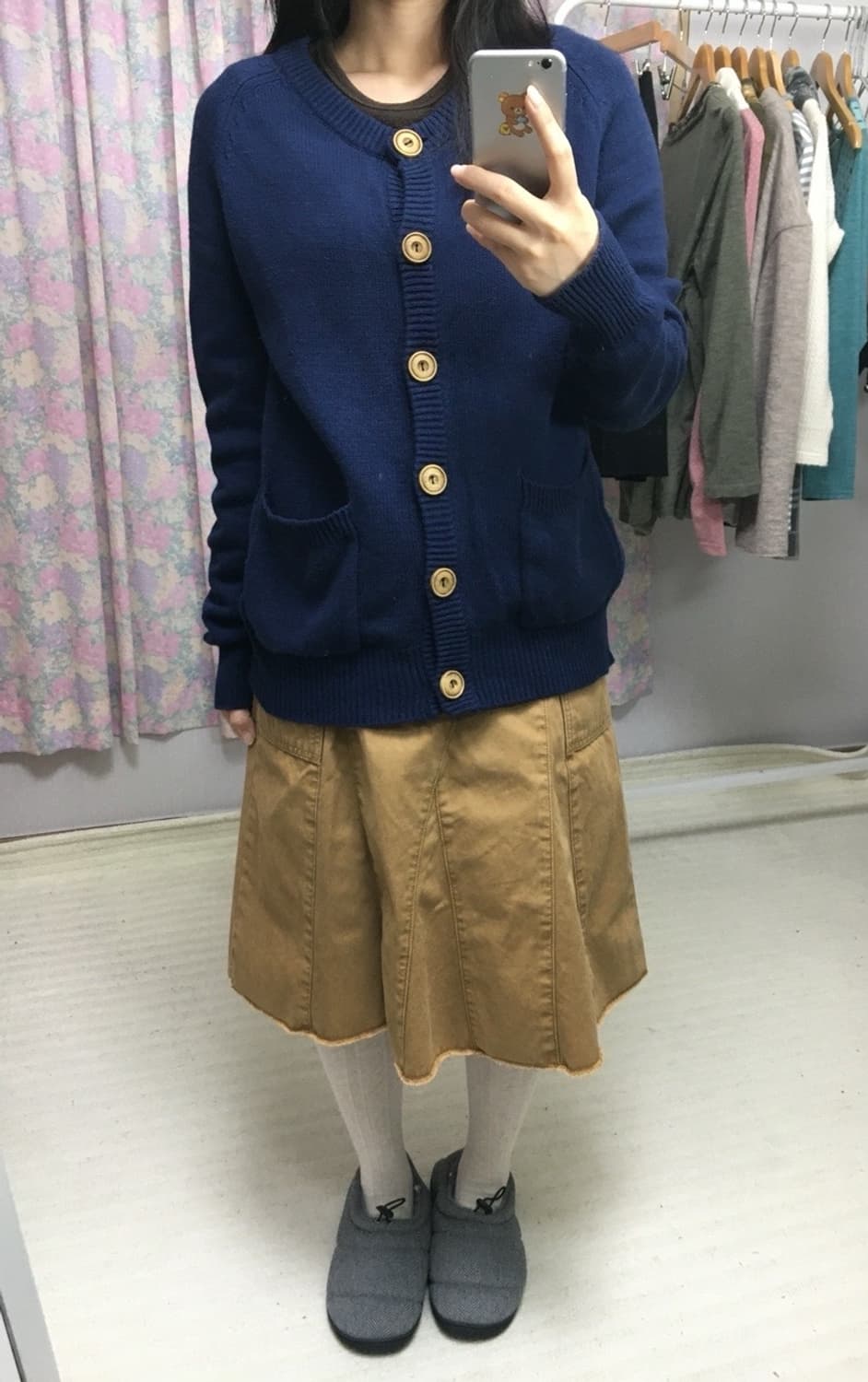네이비 단추 가디건 상품이미지2