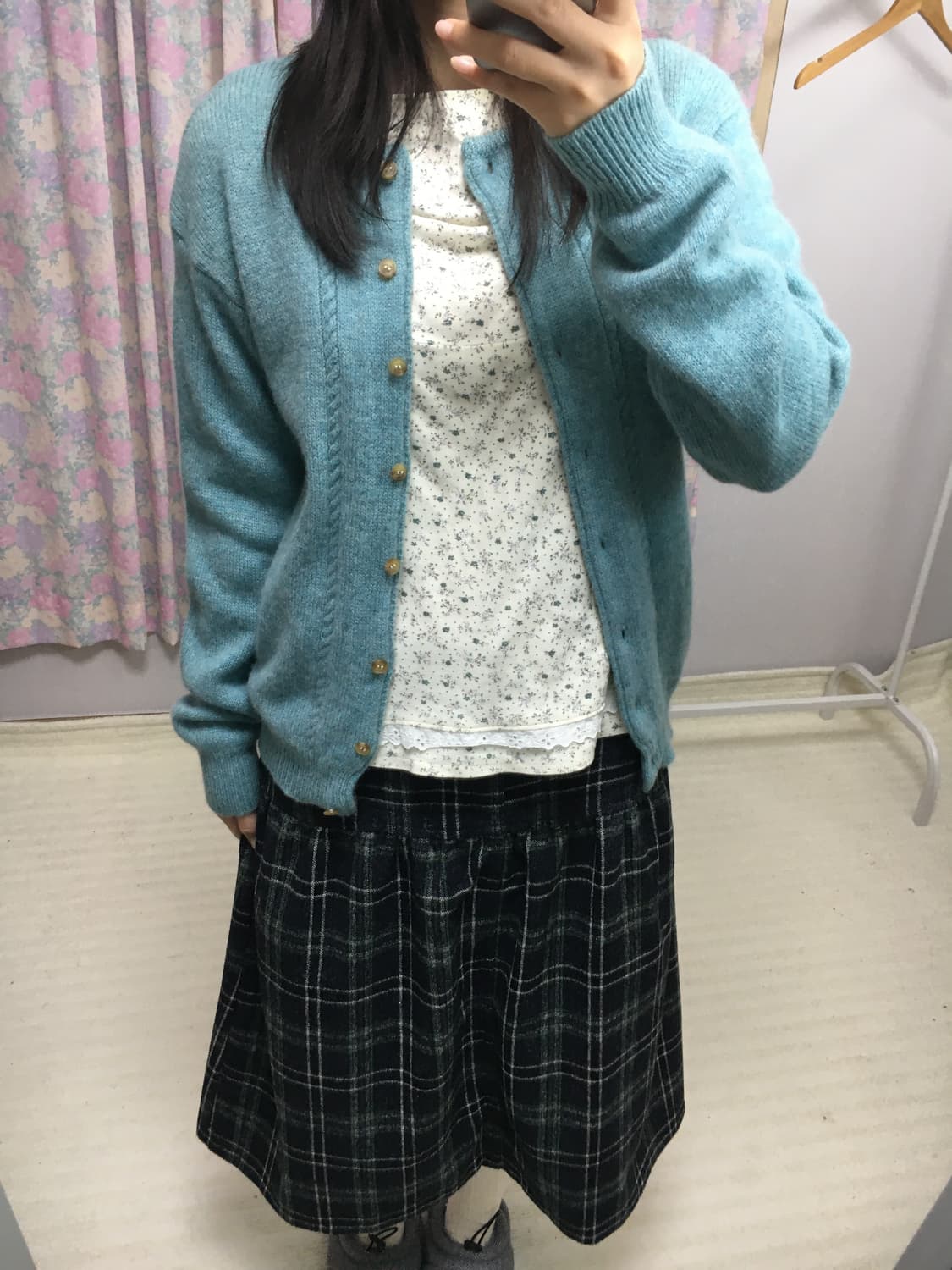 민트 울 니트 가디건 상품이미지5