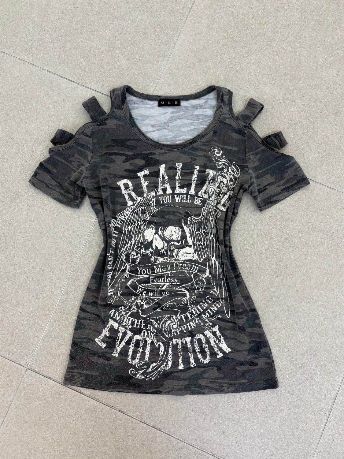 M.K.R 밀리터리 오프숄더 반팔 상품이미지1