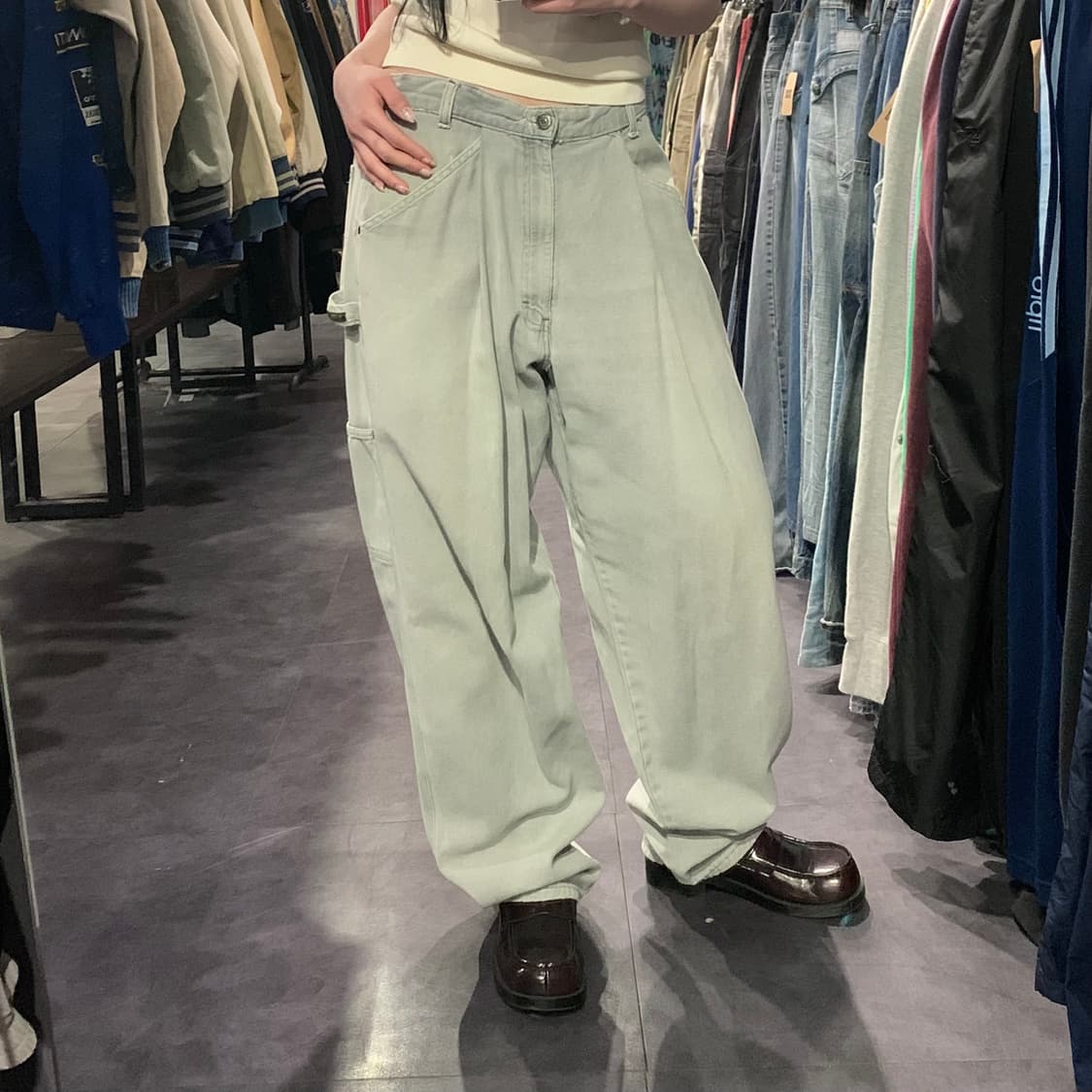 [IM] vtg 와이드 카펜터 팬츠 라이트 그레이 상품이미지2