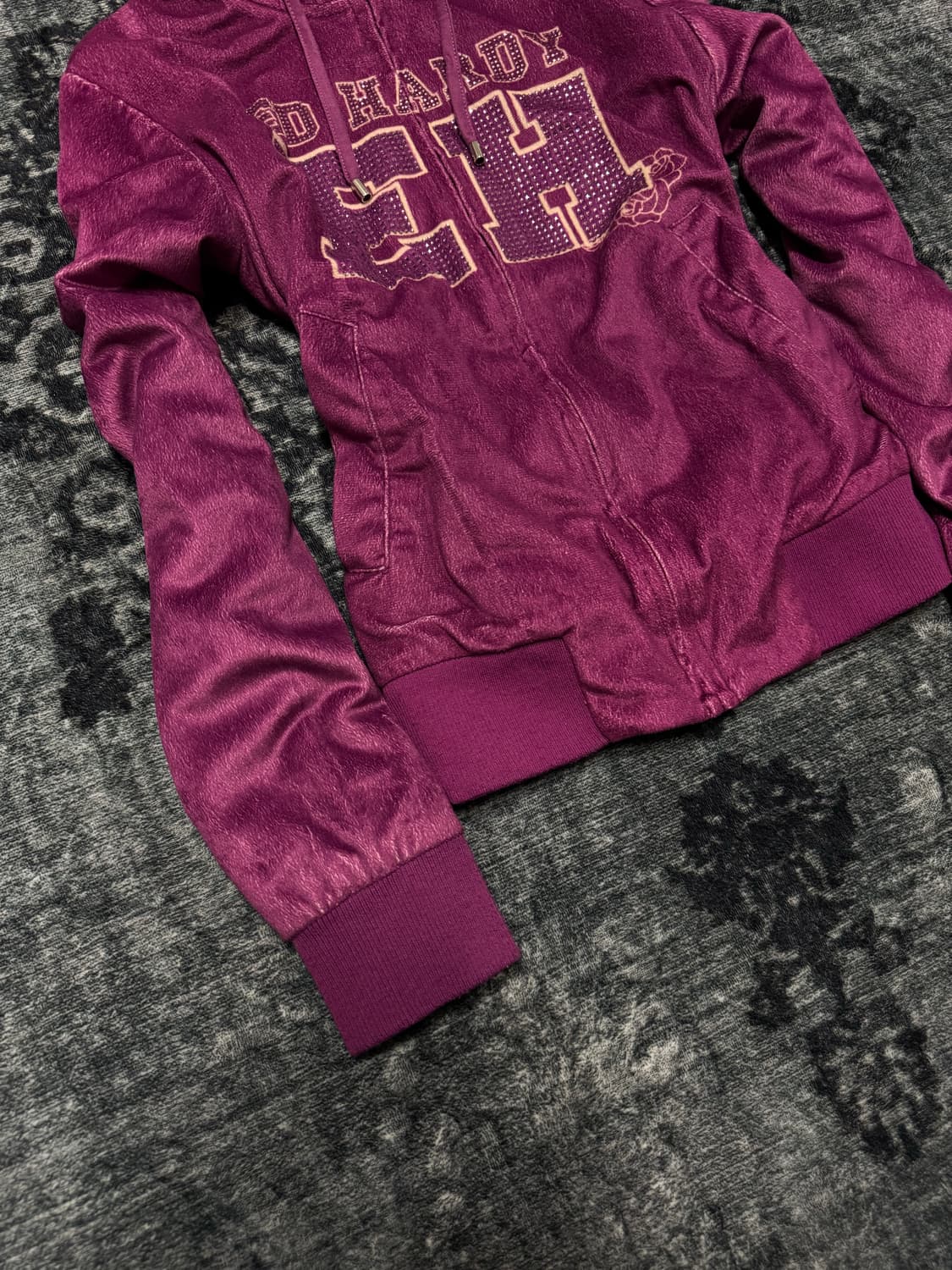 Ed hardy 00s y2k cubic velour hoodie 상품이미지5