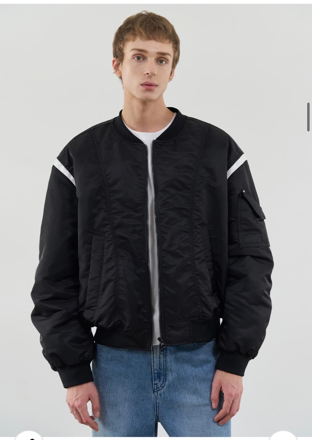 (새상품)(L) 드로우핏 라인 포인트 퍼커링 MA-1 자켓 [BLACK] 상품이미지5