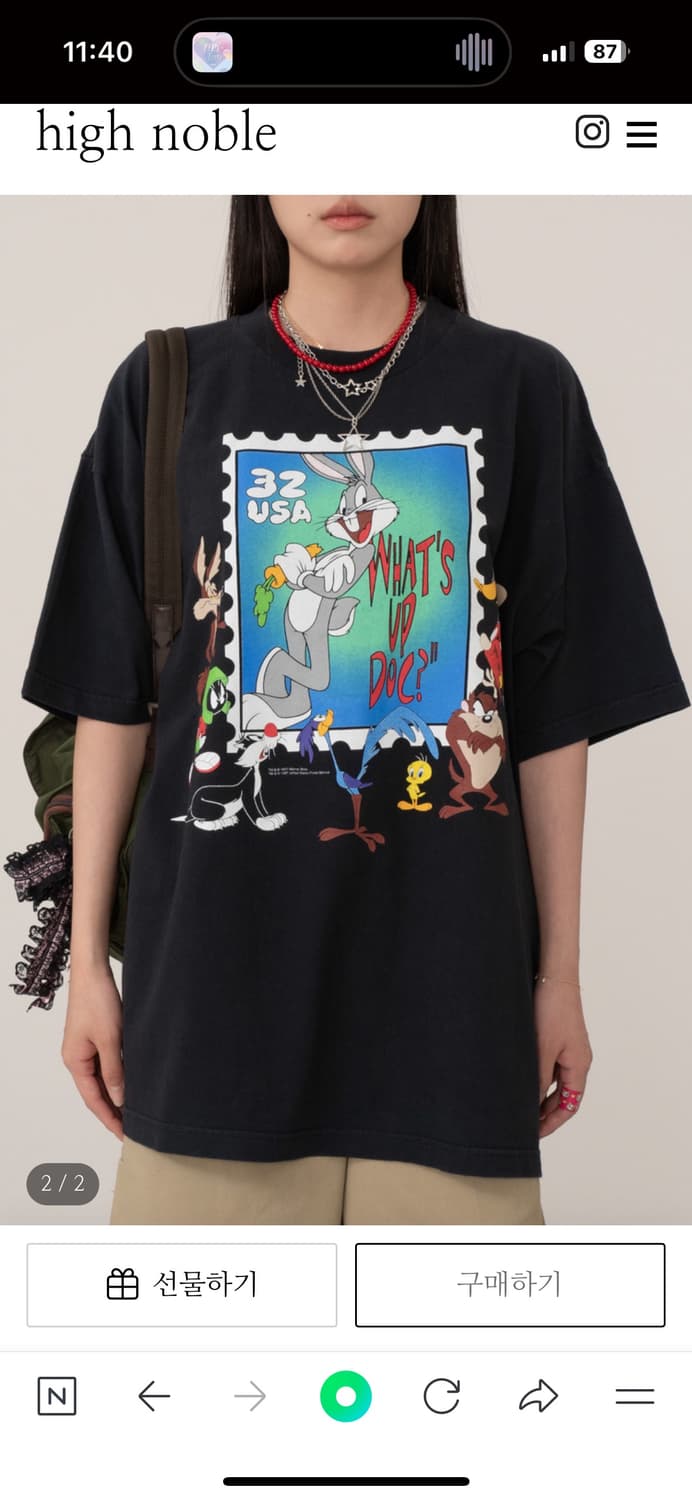 90's Bugs Bunny made in U.S.A. 빈티지반팔 티셔츠 상품이미지2