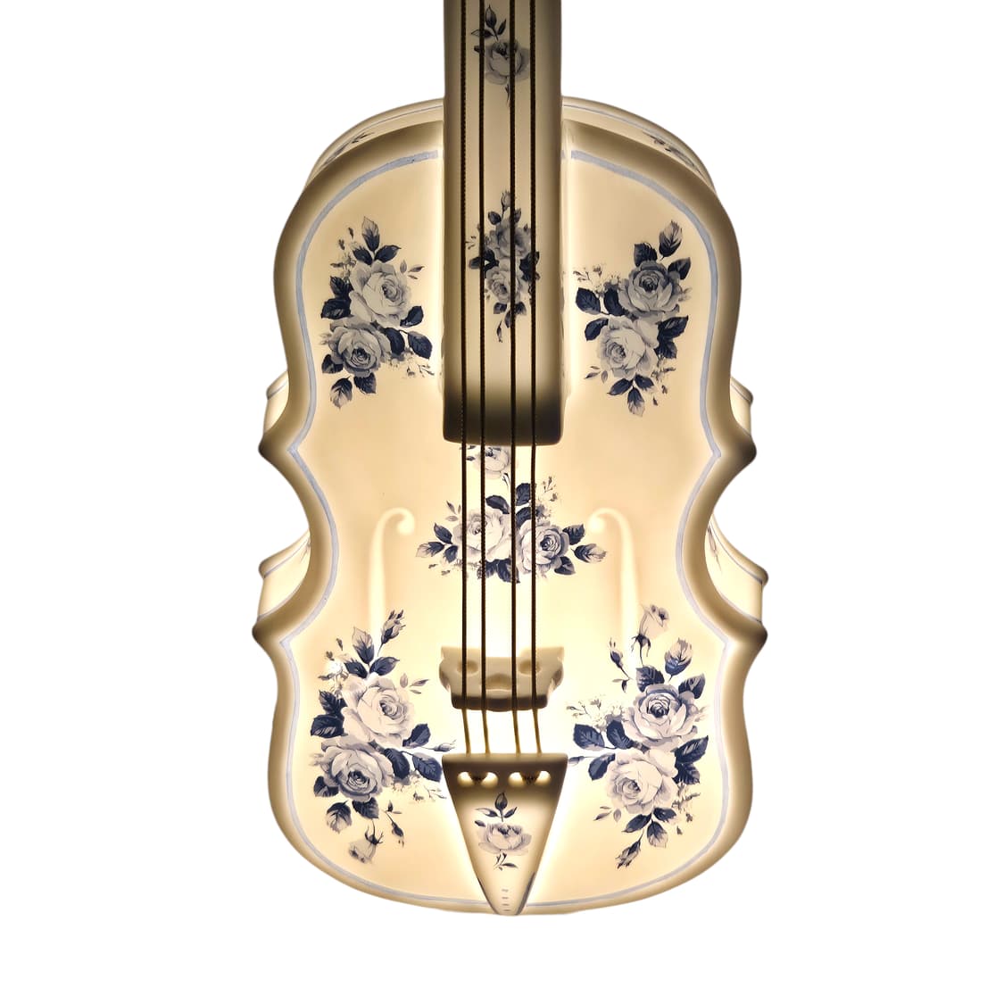 70s 이탈리아 드먼 포셀린 플로랄 바이올린 빅 램프 상품이미지2