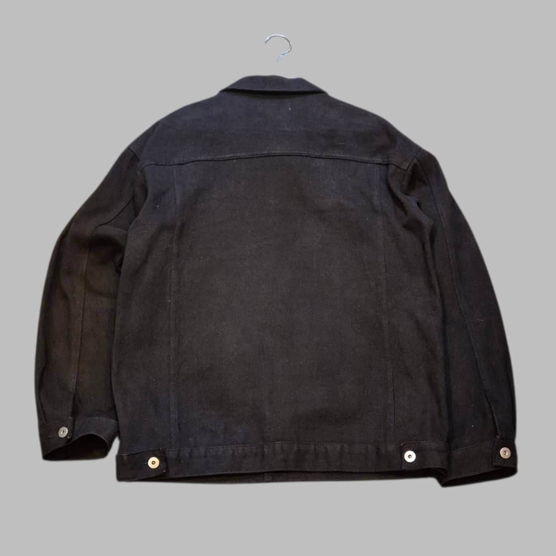 L(착샷잇음) 블랙 면 트러커자켓  상품이미지2