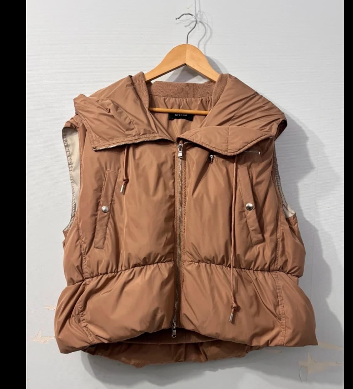한섬 시스템 SYSTEM 후드 패딩 조끼 브라운 ~55 상품이미지2