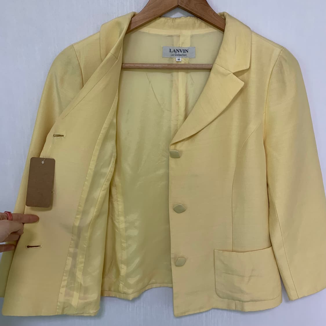 LANVIN 랑방 빈티지 실크 혼방 여성 버튼 자켓 라이트옐로우 상품이미지6