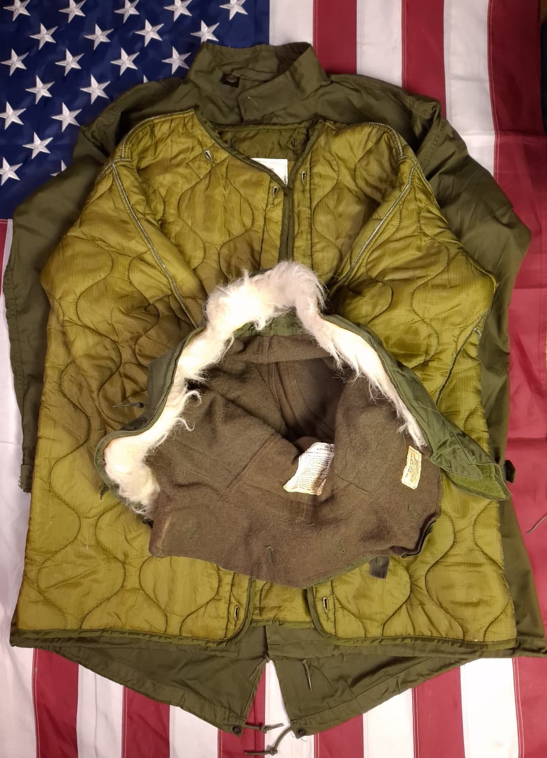 완전 새제품 오리지날 미군 M-65피쉬테일 개파카스몰 풀셋트 상품이미지1