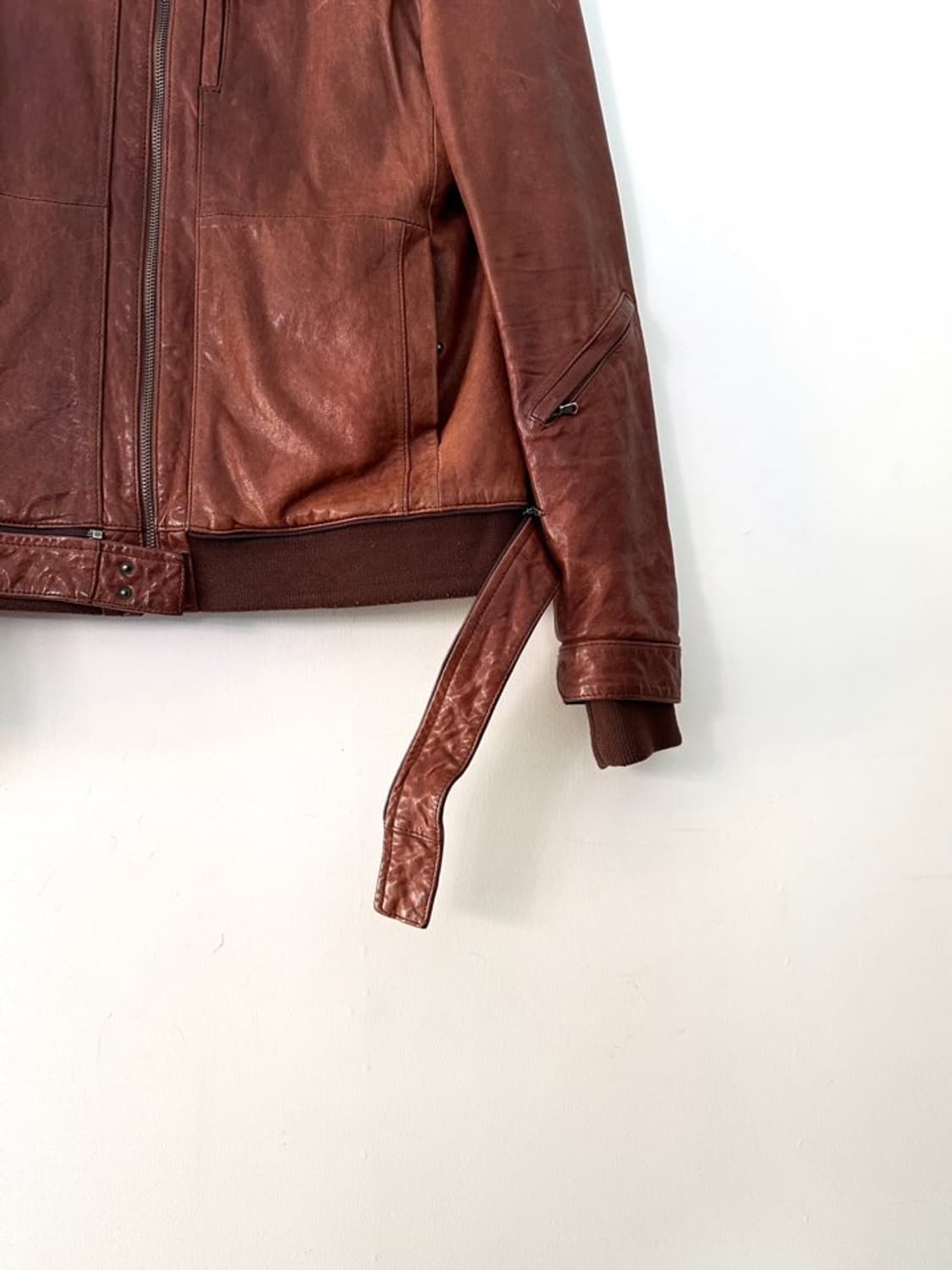 Loose sheepskin leather jacket / orange  상품이미지7