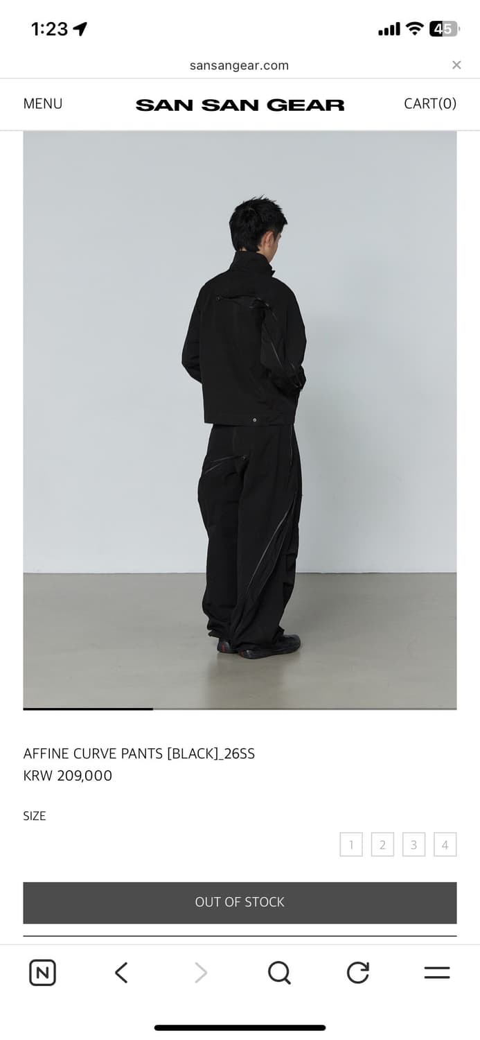 산산기어 어파인 커브 팬츠 블랙_26SS_Sansan Gear 상품이미지4