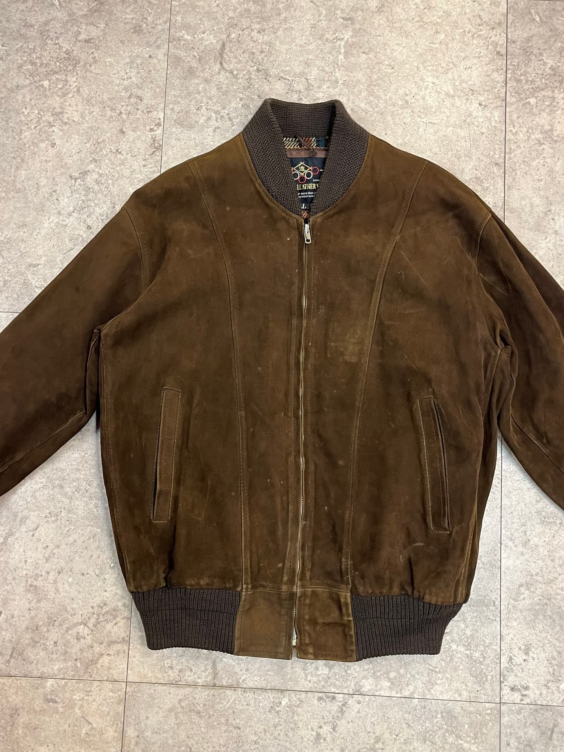 빈티지 스웨이드 집업 자켓 브라운 XL #csz2335 상품이미지6