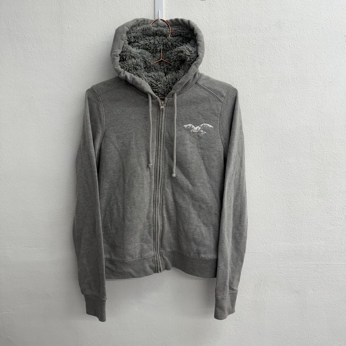 홀리스터 기모 후드집업 그레이 S 상품이미지1