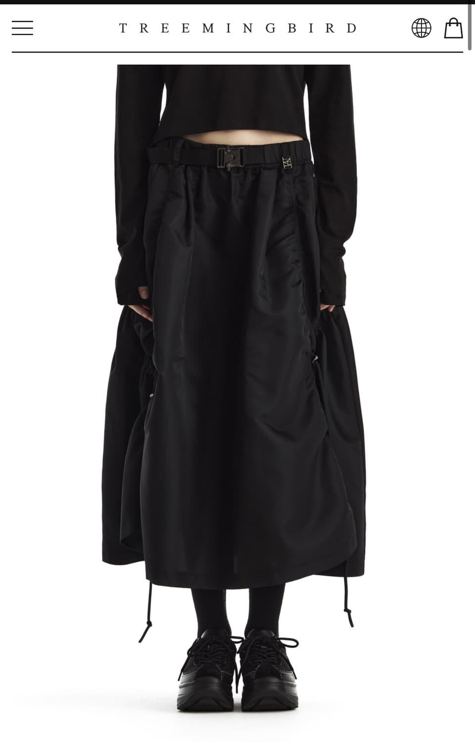 트밍 Drawstring nylon flared set-up skirt 상품이미지1