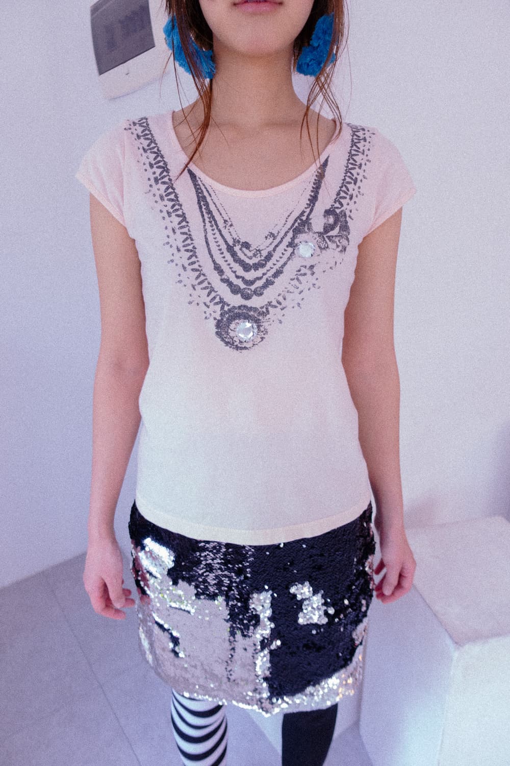 Pink fake necklace t-shirts 상품이미지1