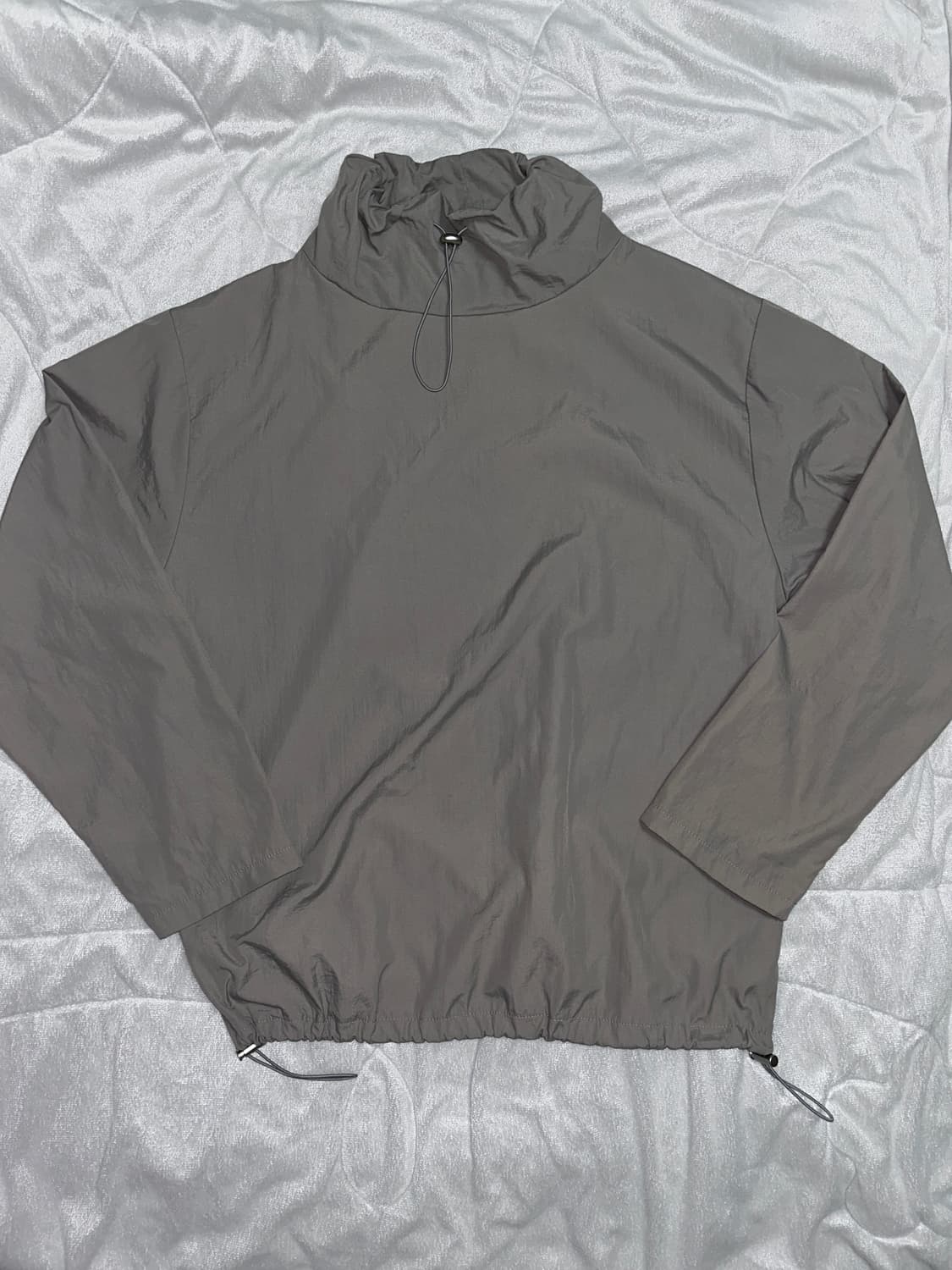 y2k 빈티지 그레이 하이넥 스트링 바람막이 상품이미지1