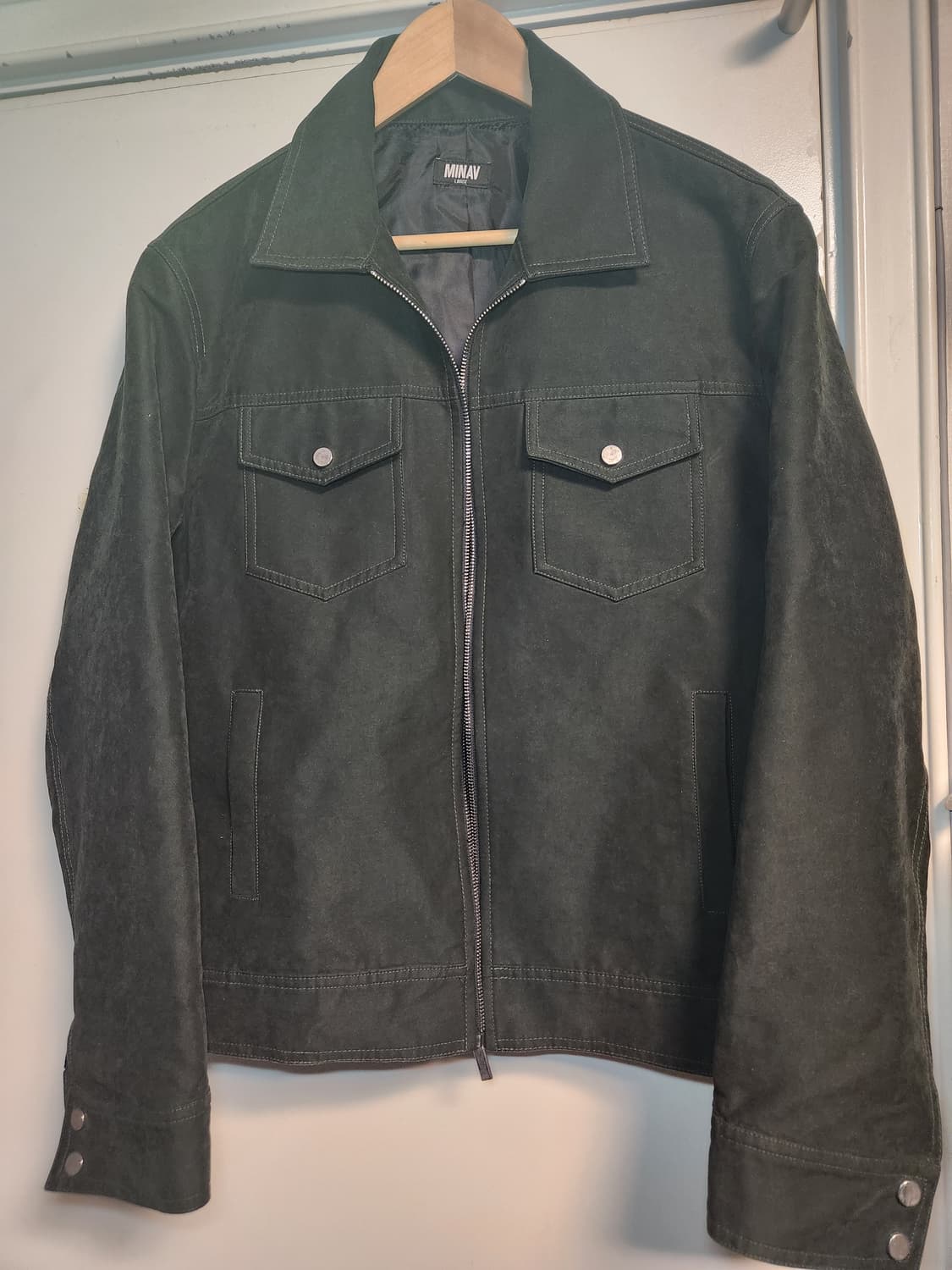 미나브 스웨이드 트러커 자켓 L 카키 상품이미지1