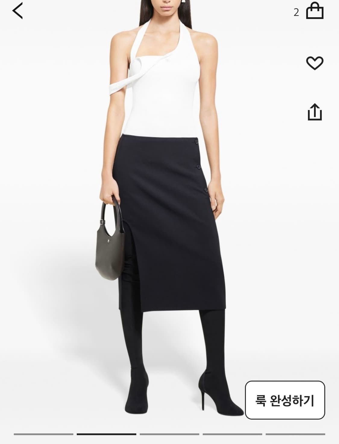 꾸레쥬 오블리크 테일러드 울 미디스커트 상품이미지3