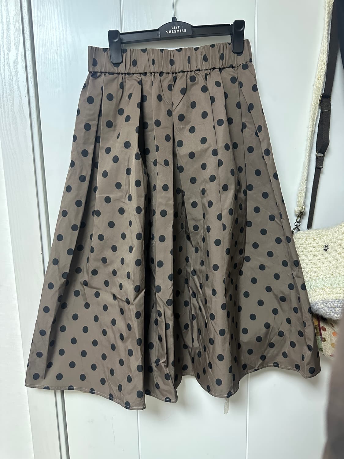 빈티지 도트 브라운 스커트 상품이미지1