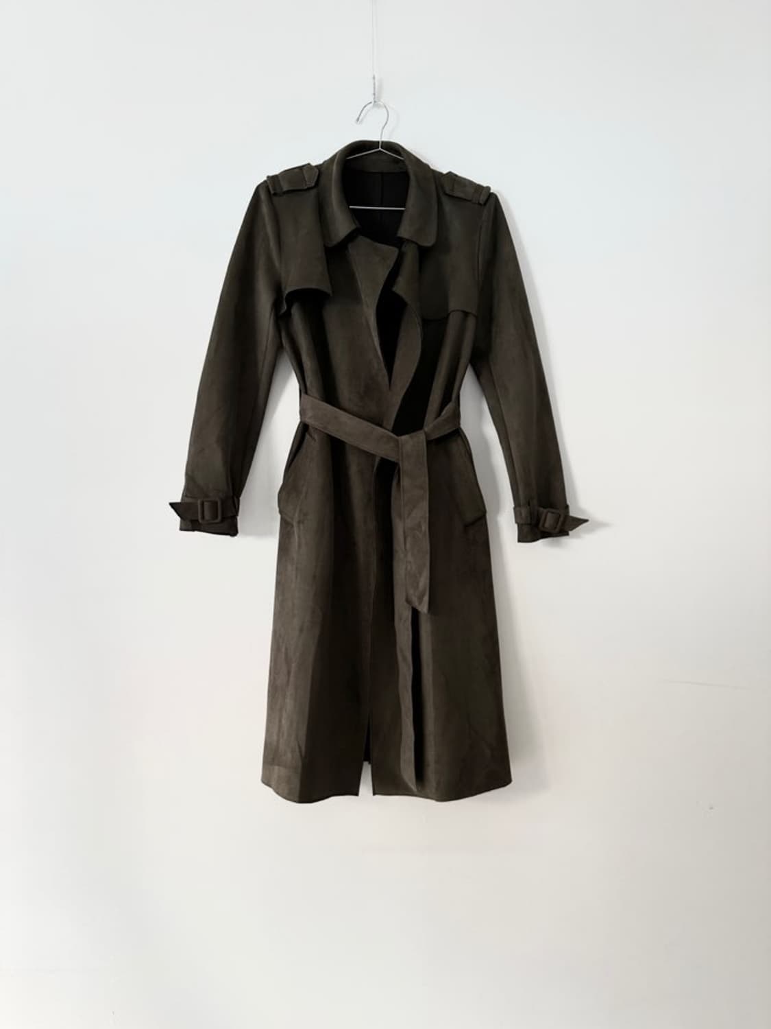 Suede strap open jacket / khaki 상품이미지1