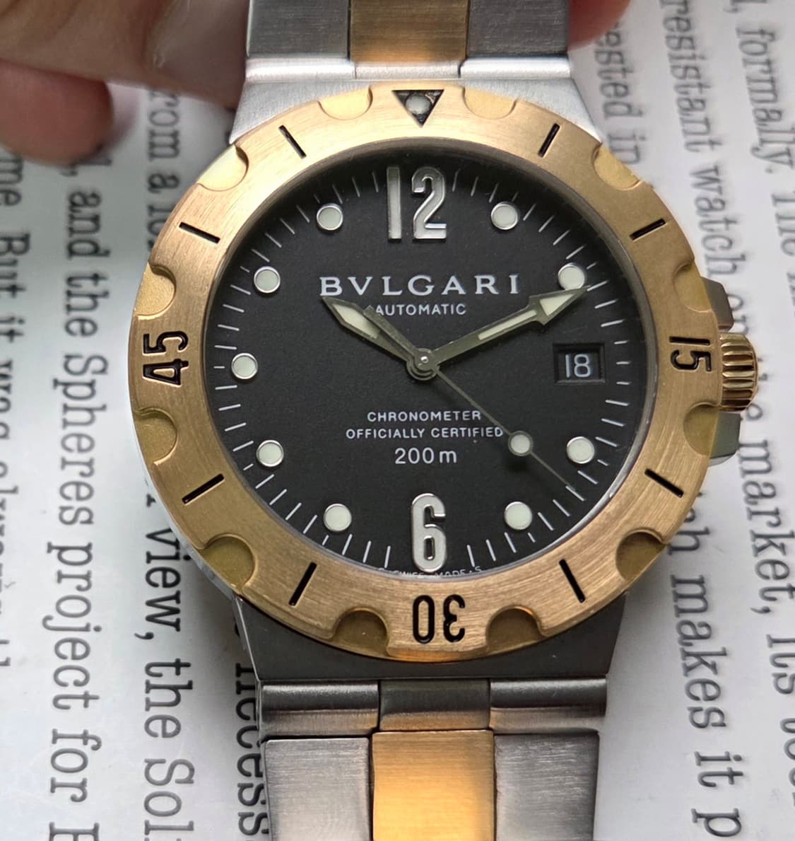 불가리 디아고노 스쿠버 SD38SG 18k 콤비 38mm 오토매틱 브레이 상품이미지1