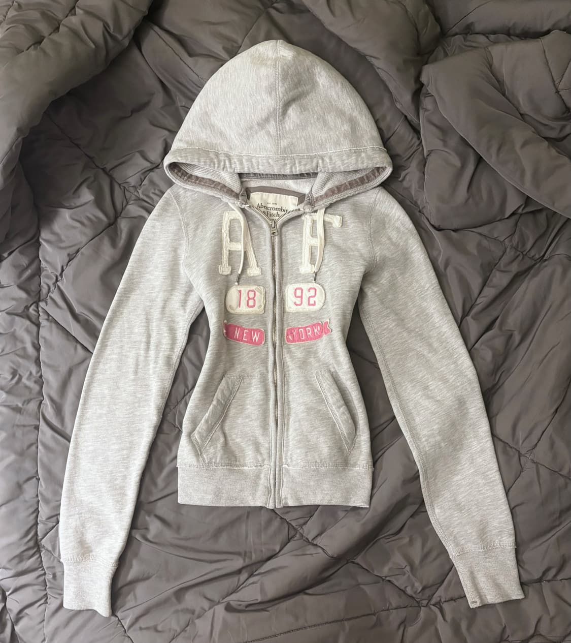 초희귀 대대장 아베크롬비 딱붙핏 후드집업 s 멜란지 그레이 상품이미지1