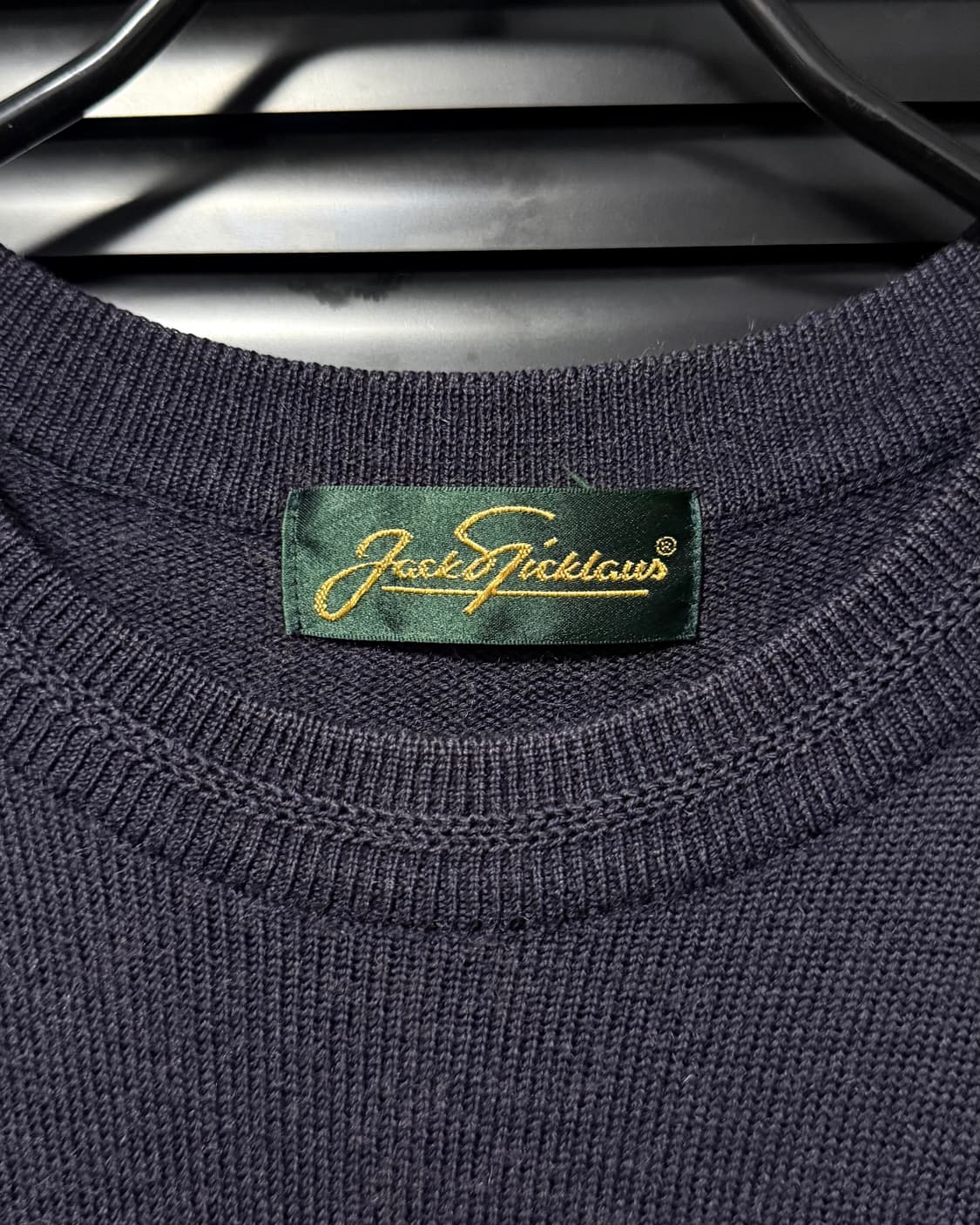 잭 니클라우스 골프 웨어 울 니트 스웨터 자수 보라색 퍼플 빈티지 라운지 상품이미지5