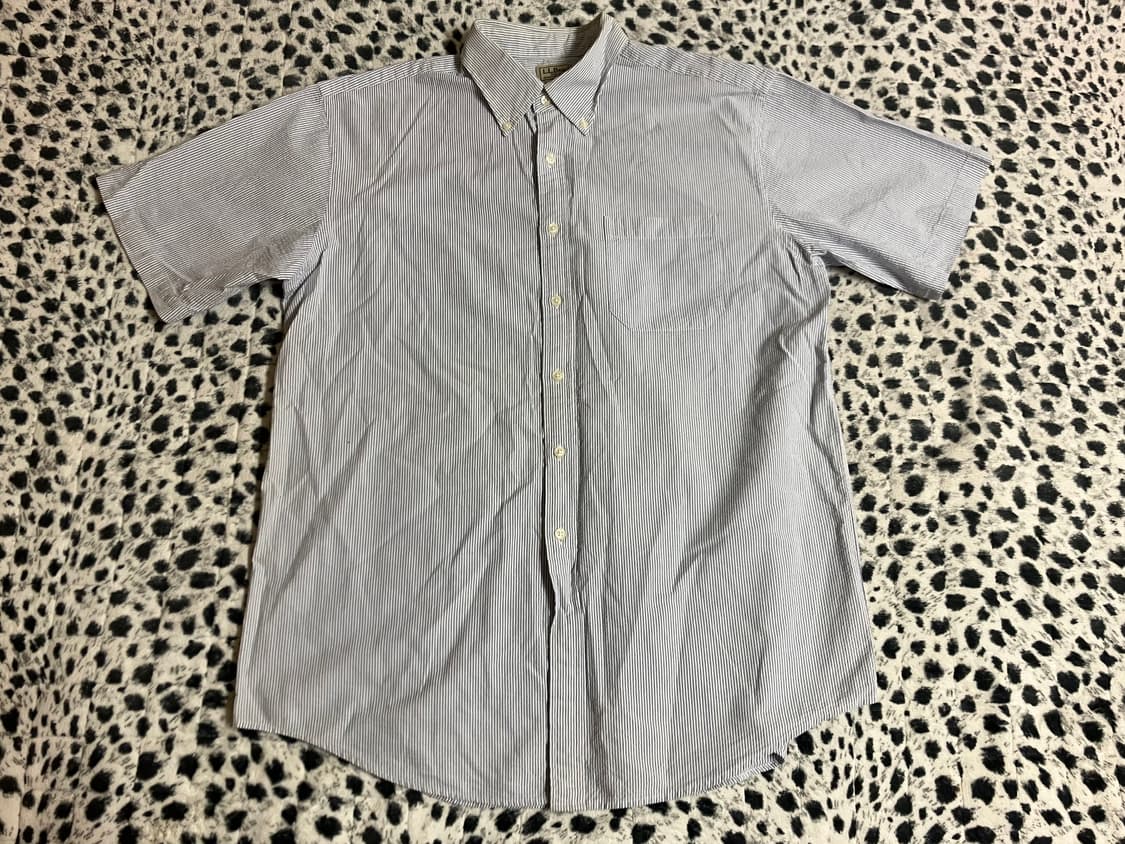 L.L.Bean 엘엘빈 원포켓 스트라이프 반팔 셔츠 L 빈티지 상품이미지1