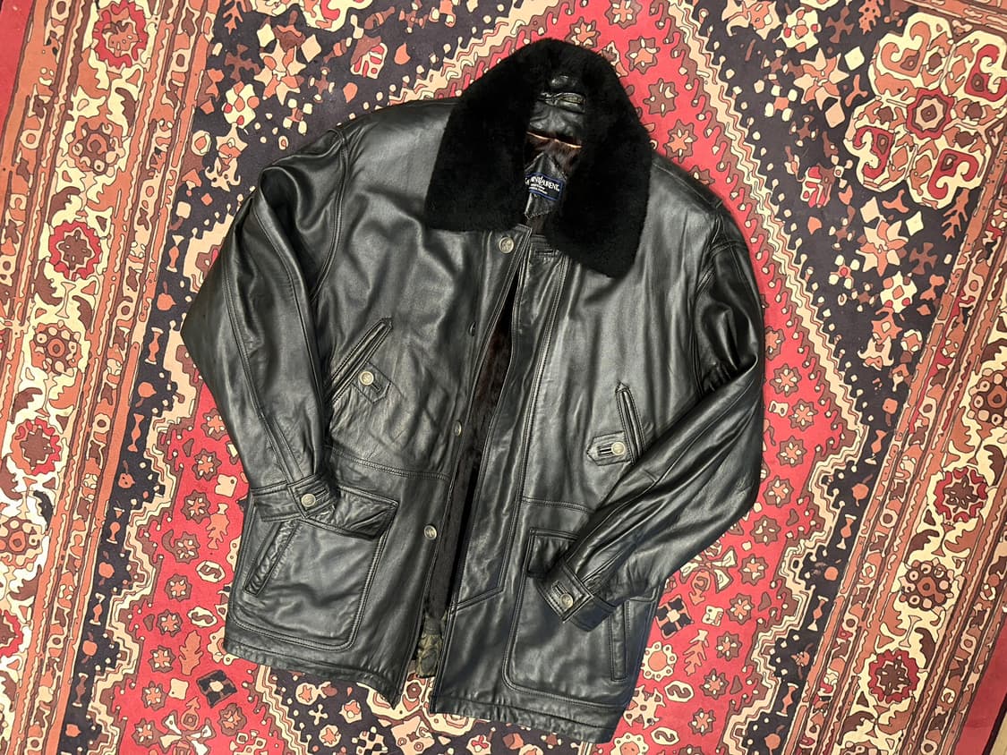 ( XL-2XL ) 입생로랑 가죽코트 가죽카코트 가죽하프 빈티지가죽 상품이미지1