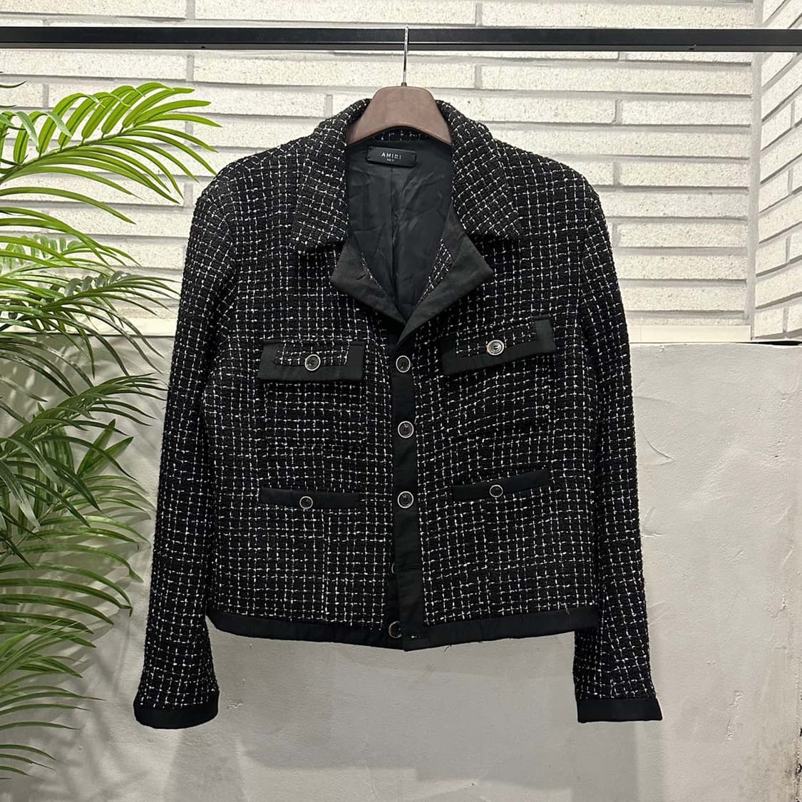 AMIRI 아미리 트위드 자켓 스티치 체크 패턴 4포켓 디테일 블랙 상품이미지2