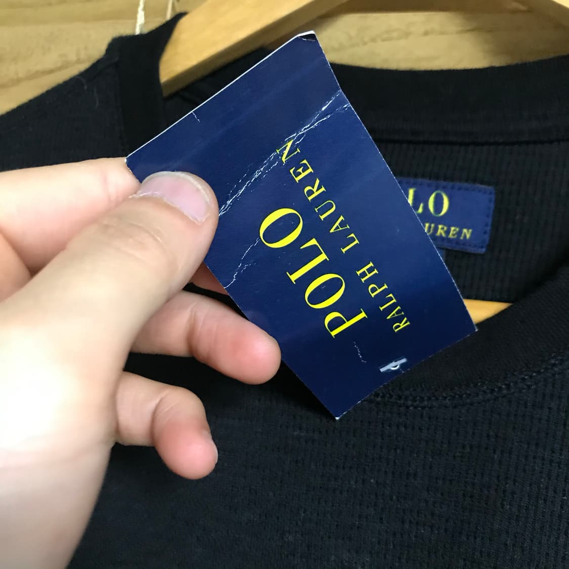 폴로 택체상품 검정 와플 쭉티셔츠 상품이미지5