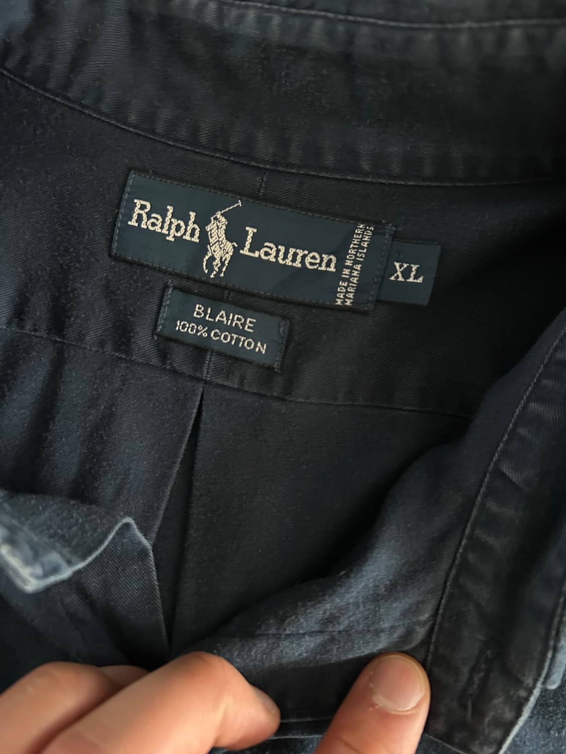 [XL] 폴로 페이디드 코튼 셔츠 네이비 상품이미지4