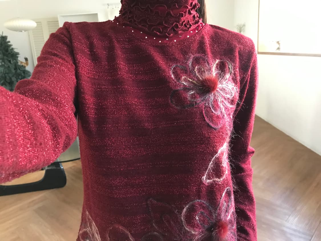 vintage pearl pom pom pattern top 상품이미지3