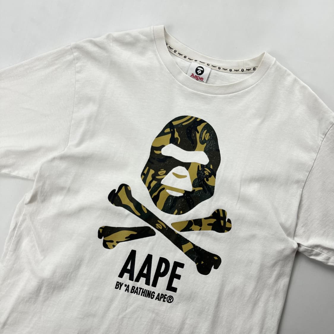 베이프 에이프 AAPE 카모 해골 반팔 티셔츠 화이트 상품이미지2