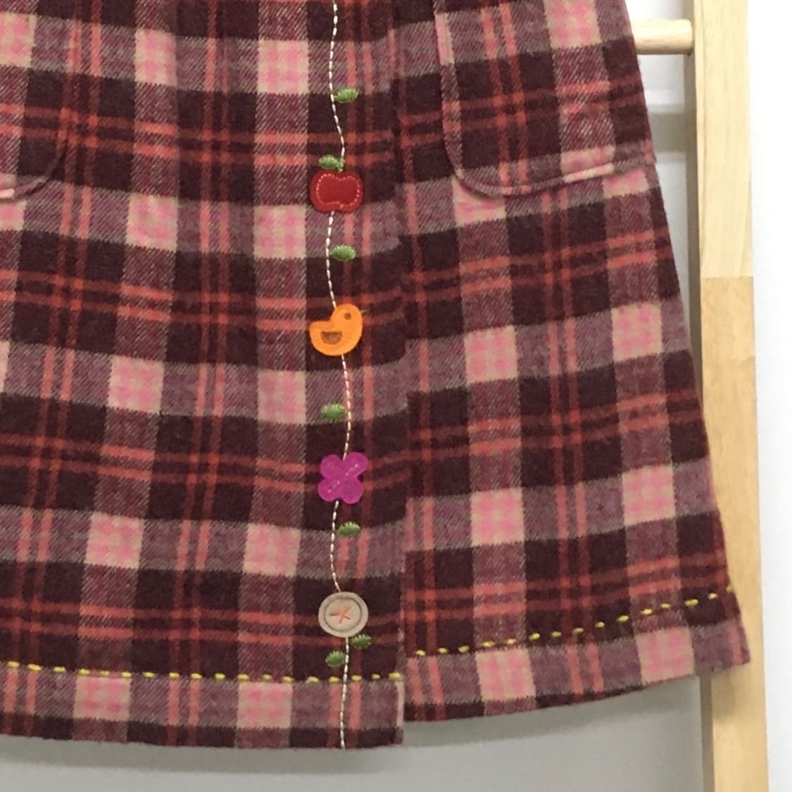 JPN/ 패치스커트 러블리스커트 스티치스커트 체크스커트 미디스커트 모리 상품이미지4