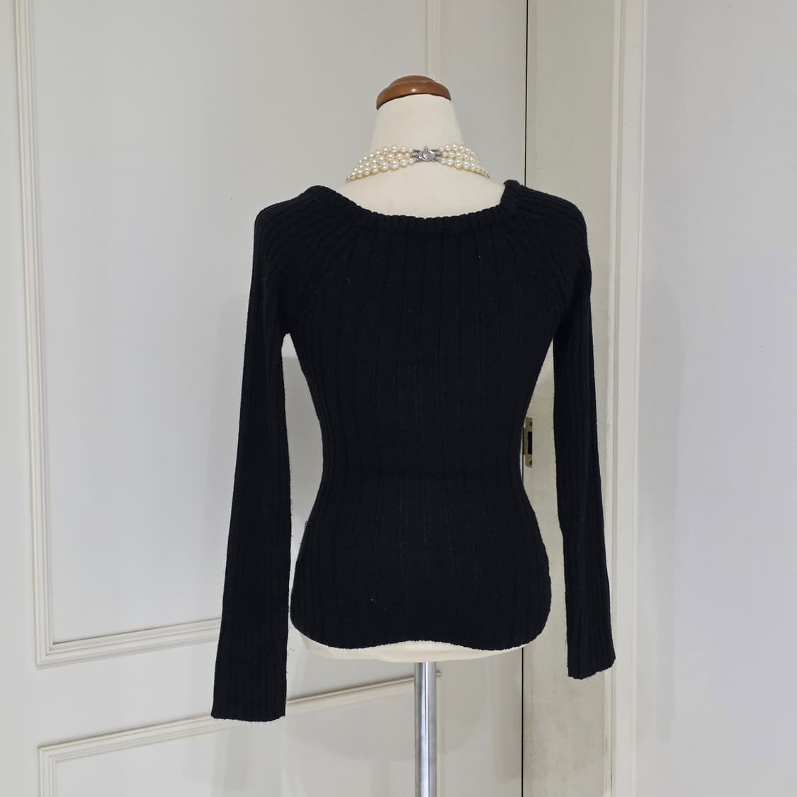 Sky Bomber 일본빈티지) 블랙 고스시크st 나나깔로맨틱 v넥 니트 상품이미지3