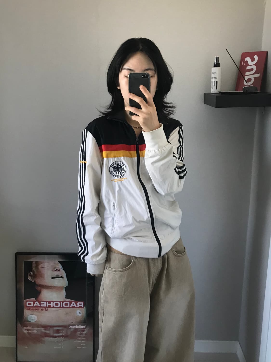 아디다스 00년대 올드스쿨 독일 국대 바람막이 져지 자켓 상품이미지5