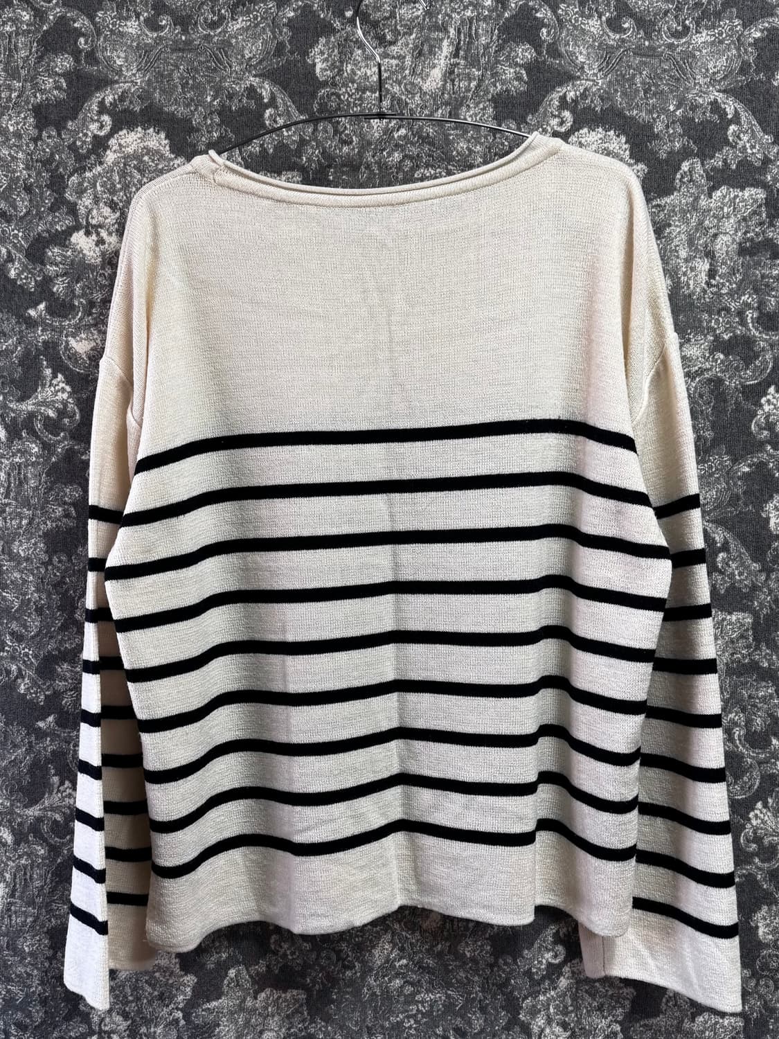 vintage 빈티지 크롭 스트라이프 니트 (화이트) 상품이미지4