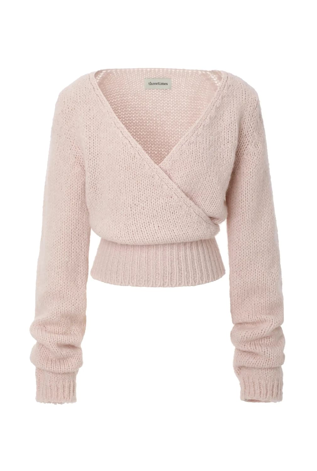 쓰리타임즈 랩 니트 핑크 threetimes Wrap knit top 상품이미지1