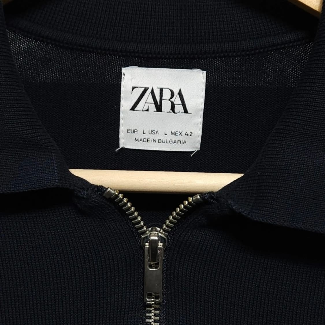 100 ZARA 자라 하프집업 스웻셔츠 네이비 코튼 상품이미지3