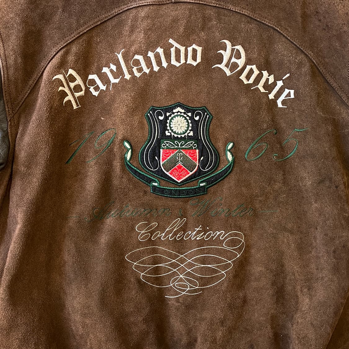 빈티지 브라운 스웨이드 레더 바시티 자켓 상품이미지10