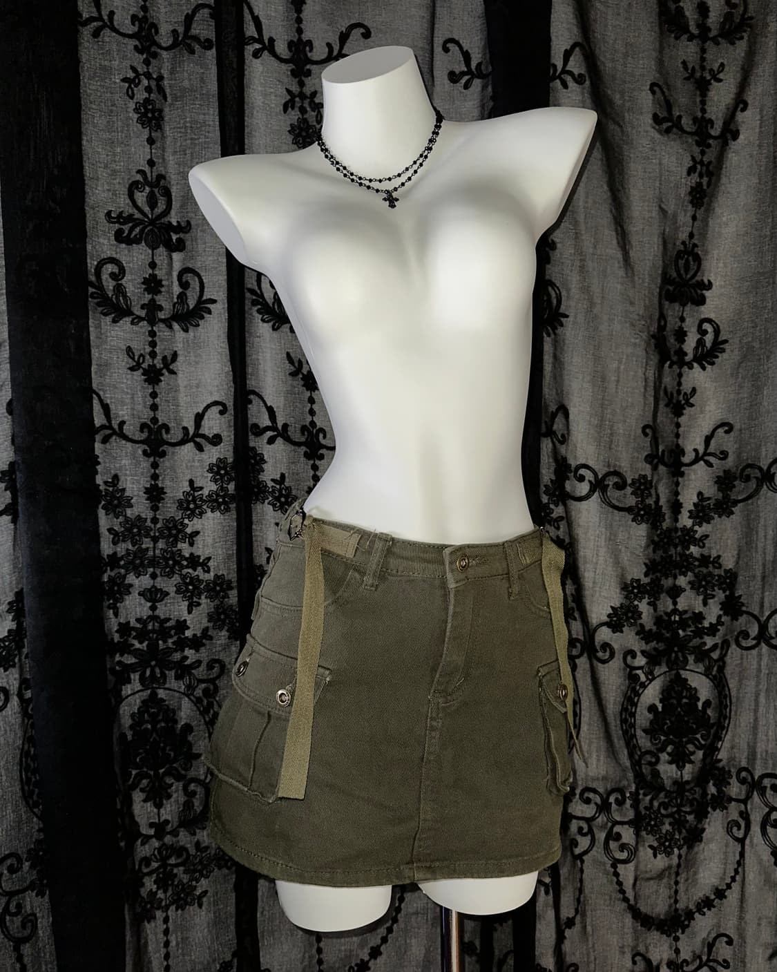 Khaki y2k skirt 상품이미지1