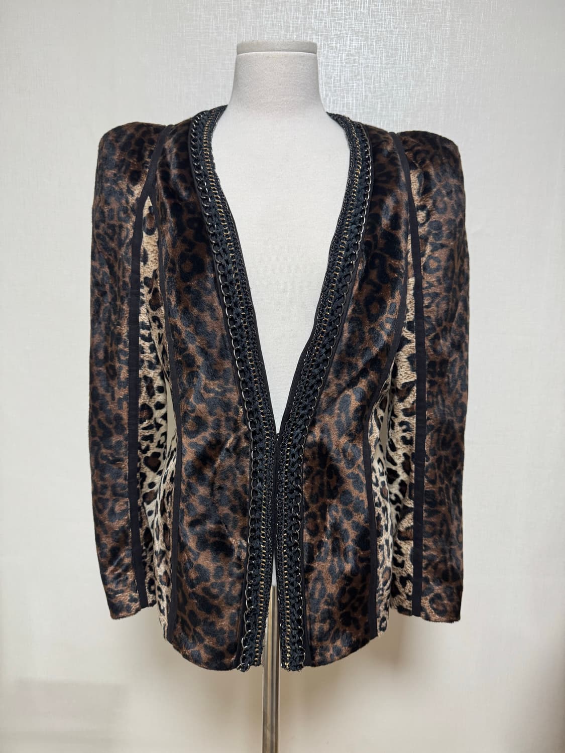 레오파드 송치 벨벳 체인 자켓 상품이미지1